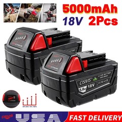 2PACK 5.0AH For Milwaukee for M18 Lithium 18V Li-Ion Extended 48-11-1850 Battery
