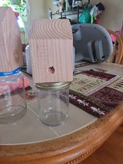 Carpenter Bee traps Handmade with soft pinewood Various size jars
