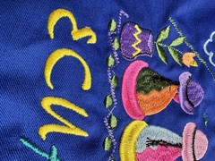 Ecuador Embroidered Apron Blue Andean Folk Art Woven Pockets Latin American