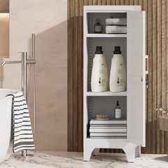Metal Kitchen Pantry Cabinet, Lock Freestanding Storage Cupboard with Adjustable