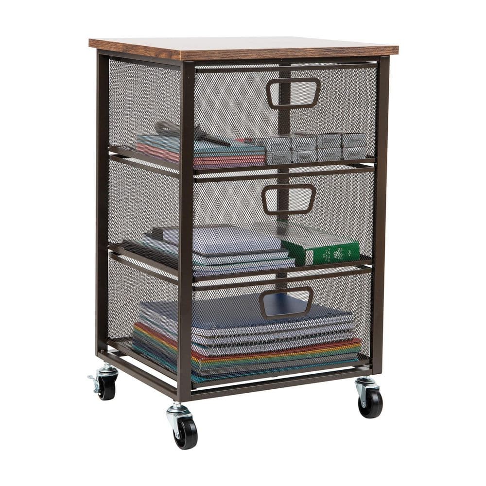 Mind Reader 13 in. W x 24.25 in. H Black 3-Drawer Pull-Out Metal Storage Cart
