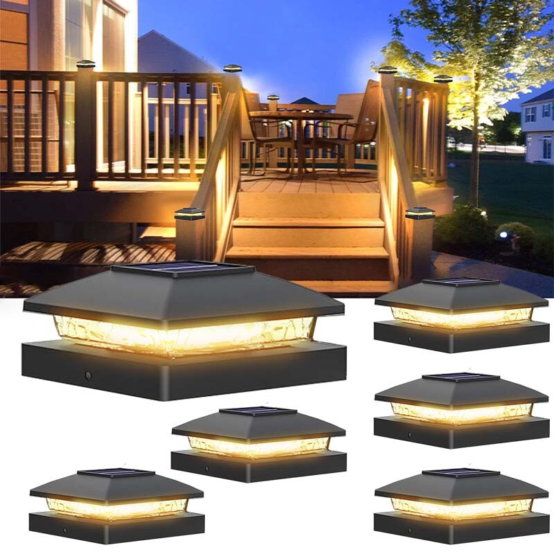 6/12/18Pack Solar Post Cap Light For 4×4 Outdoor Waterproof LED Deck Fence Light