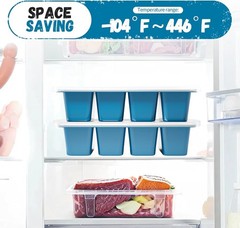 Silicone Freezer Tray With Lid, 8 Large 1 Cup Soup Freezer Molds, 2-Pack