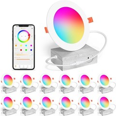 Smart Recessed Lighting 4 Inch RGBCW Color Changing 12W LED Downlight with Ju…