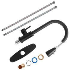 Matte Black Kitchen Sink Faucet with Pull Down Spray RV Stainless Steel Kitchen