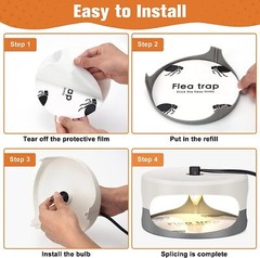Flea Traps for Inside Your Home with 2 Sticky Disc & 2 Bulbs & 1 Electric Wires