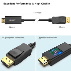 4K Displayport to HDMI 6 Feet Cable, Uni-Directional DP 1.2 Computer