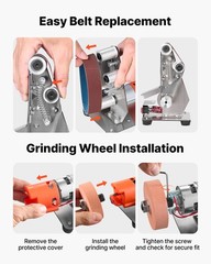 VEVOR 3-in-1 Mini Belt Sander Grinder Polisher Combo with 7 Speeds Adjustment