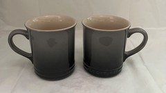 Le Creuset Flint Gray Ombre Choix Stoneware Coffee Mugs Set of 2 – 400mi~ 14 oz