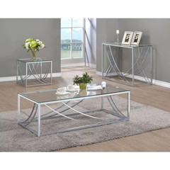 Lille 19.75 In. Chrome and Clear Square Glass End Table