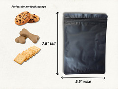 Black/White Mylar Foil Pouches Bags, Resealable – XL Size 7.5″ x 5.5″