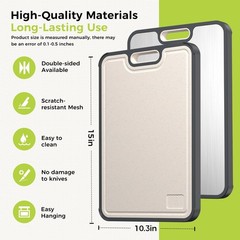 Titanium Cutting Board, Double~Sided, 15×10.3 in, Non~Porous, Odor Resistant