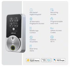 Lockly FingerPrint Secure Pro Zeno Satin Nickel Deadbolt WiFi Smart Lock Alexa