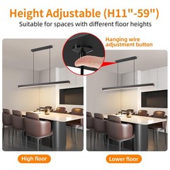Modern LED Linear Pendant Light, 39IN Ceiling Chandlier Light Fixtures Hangin…