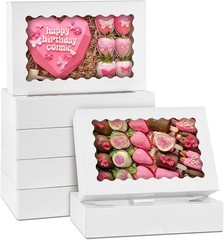 30 Pack Auto Pop-up Cookie Boxes with Window, 12″ x 8″ x 2.5″ White Bakery Bo…