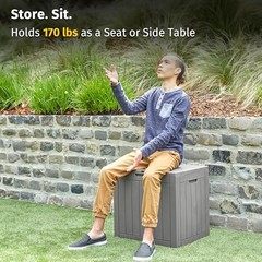 EAST OAK OUTDOOR STORAGE BOX 31 GALLON DECK BOX USE EO-DB22013 – GRAY
