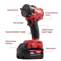 New For Milwaukee 18V 1/2″ High-Torque Impact Wrench Kit with Battery & Charger