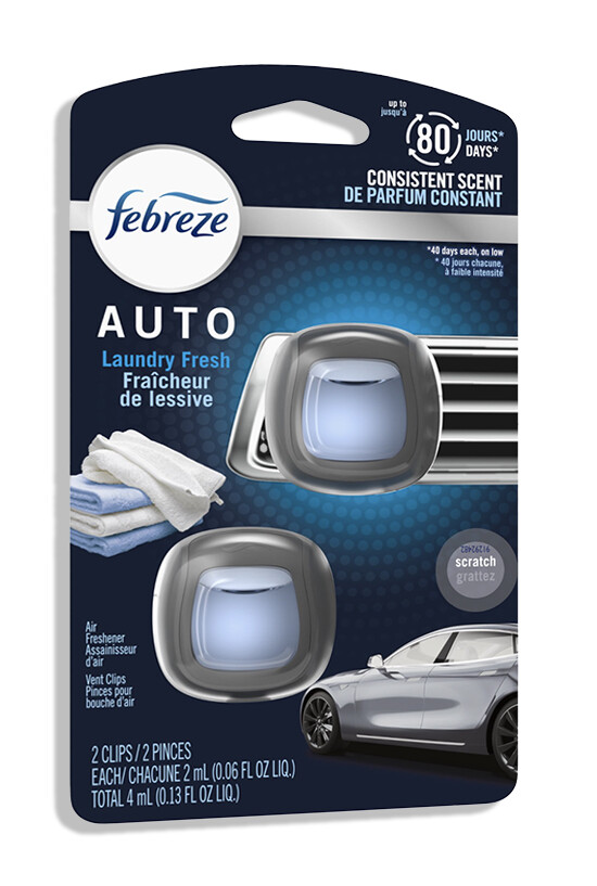 Febreze Car Vent Clip Air Freshener for Up to 30 Days, 2 Clips, Laundry Fresh