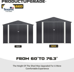 8 X 12 FT Outdoor Storage Shed, Metal Garden Shed with Updated Frame Structure,