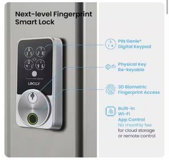 Lockly FingerPrint Secure Pro Zeno Satin Nickel Deadbolt WiFi Smart Lock Alexa