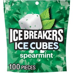 8.11 oz ICE CUBES Spearmint Sugar Free Gum Pouch – 100 Pieces for Fresh Breath