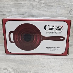 Cuisine & Company 2.5 Qt Enameled Cast Iron Saucepan Red Lid Gas Electric Stove