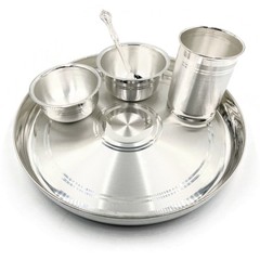 999 Pure Silver 9.0 Inch Hallmarked Indian Thali Youth Dinner Set – Set#02
