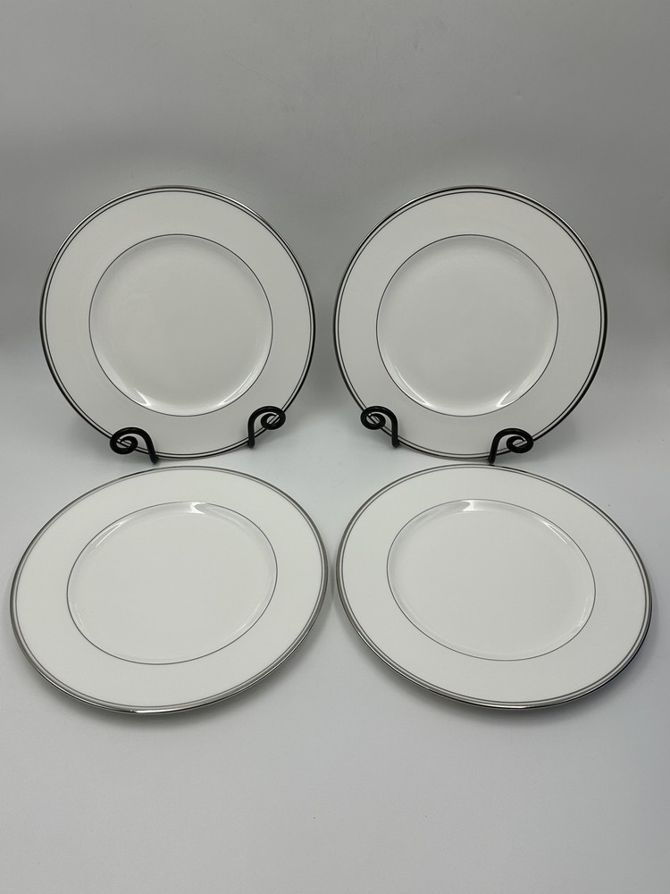 Waterford Fine China Kilbarry Platinum 10 3/4” Dinner Plates Set 4 White Japan