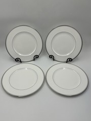 Waterford Fine China Kilbarry Platinum 10 3/4” Dinner Plates Set 4 White Japan