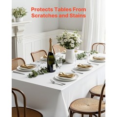Uimoso 90×132 Inch White Rectangular Tablecloth for Weddings, Parties, 6 Pack