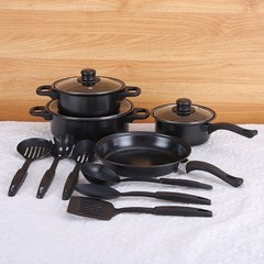 13PCS Kitchen Pots & Pans Set Nonstick Induction Cookware Utensils Pot with Lid