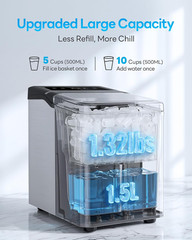 Ice Makers Countertop, 26.5Lbs/24H Ice Machine with 2 Sizes Bullet Ice, 9 Ice Cu