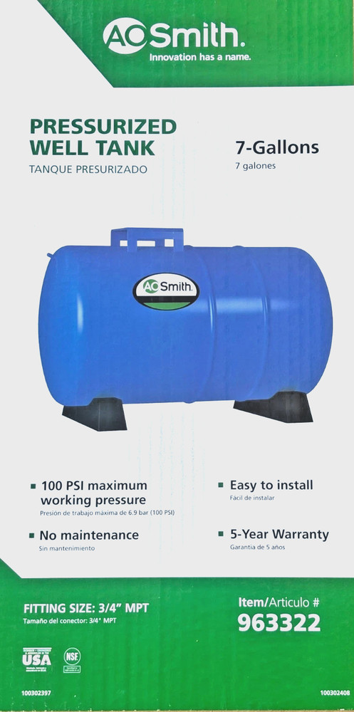 A.O. Smith 7.3-Gallon Horizontal Well Pressure Tank LPT7H