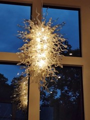 Classic White Large Handmade Blown Glass Chandelier Lighting Pendant W32″xH60″
