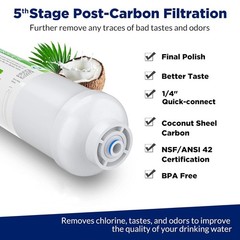 6 Stage 75 GPD Reverse Osmosis System pH Alkaline RO Water Filter 1/2/3 Year Set