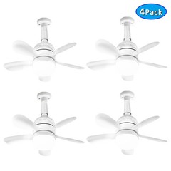 1-4PCS 2 In 1 E27 Ceiling Socket Fan 30W Dimmable LED Light Remote Control