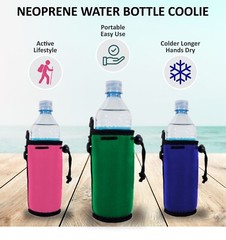 Blank Neoprene Water Bottle Coolie With Clip: Choose Color and Quantity