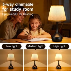 17” Table Lamps Set of 2 Touch 3-Way Dimmable for Living Room Bedroom Bedside