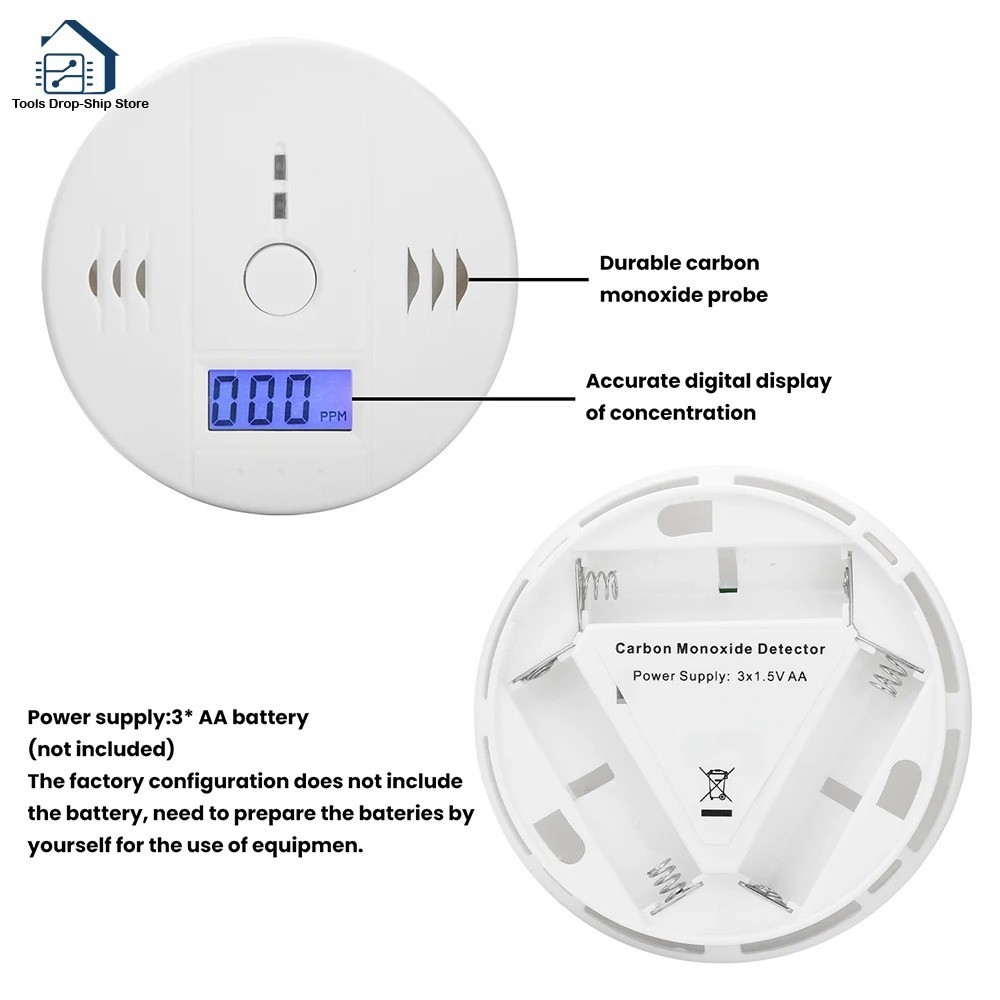 Carbon Monoxide Detector Smoke Alarm Combination Wireless CO Fire Gas Leak Alert