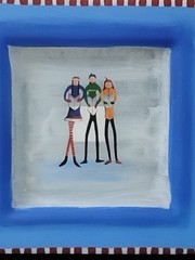 Holiday Platter 14″ Square NIB Block Crystal Snow Days Glass Reverse Handpainted