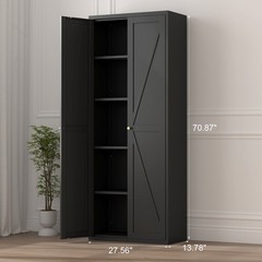71″ Kitchen Pantry Storage Cabinet, Metal Storage Cabinet with Doors and Shelves
