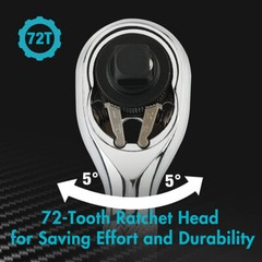 DURATECH 4PCS 1/4″ 3/8″ Drive Stubby Ratchet Set with 2 Extension Bar 72-Tooth