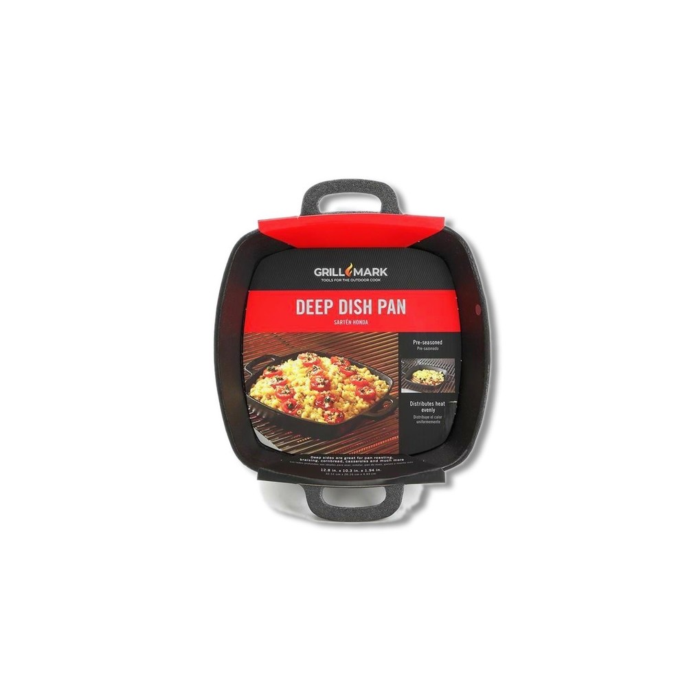 Grill Mark Cast Iron Deep Dish Pan 12.8 in X 10.3 in 08108ACE