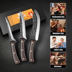 3 Pcs Boning Knives Set Butcher Knife Slaughter Knife High Carbon Steel Cleaver