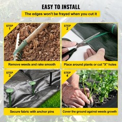 VEVOR 6’x300′ Weed Barrier Landscape Fabric Ground Cover 2.4Oz PP Chemical-free