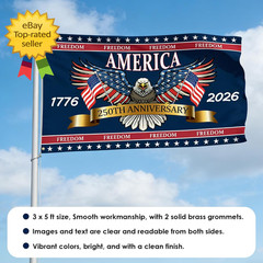 3 Ply 250 Years America Flag Double Sided Patriotic Eagle 3 X 5 Ft Anniversary