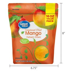 Great Value Sweetened Dried Mango, 16 oz Free Shipping