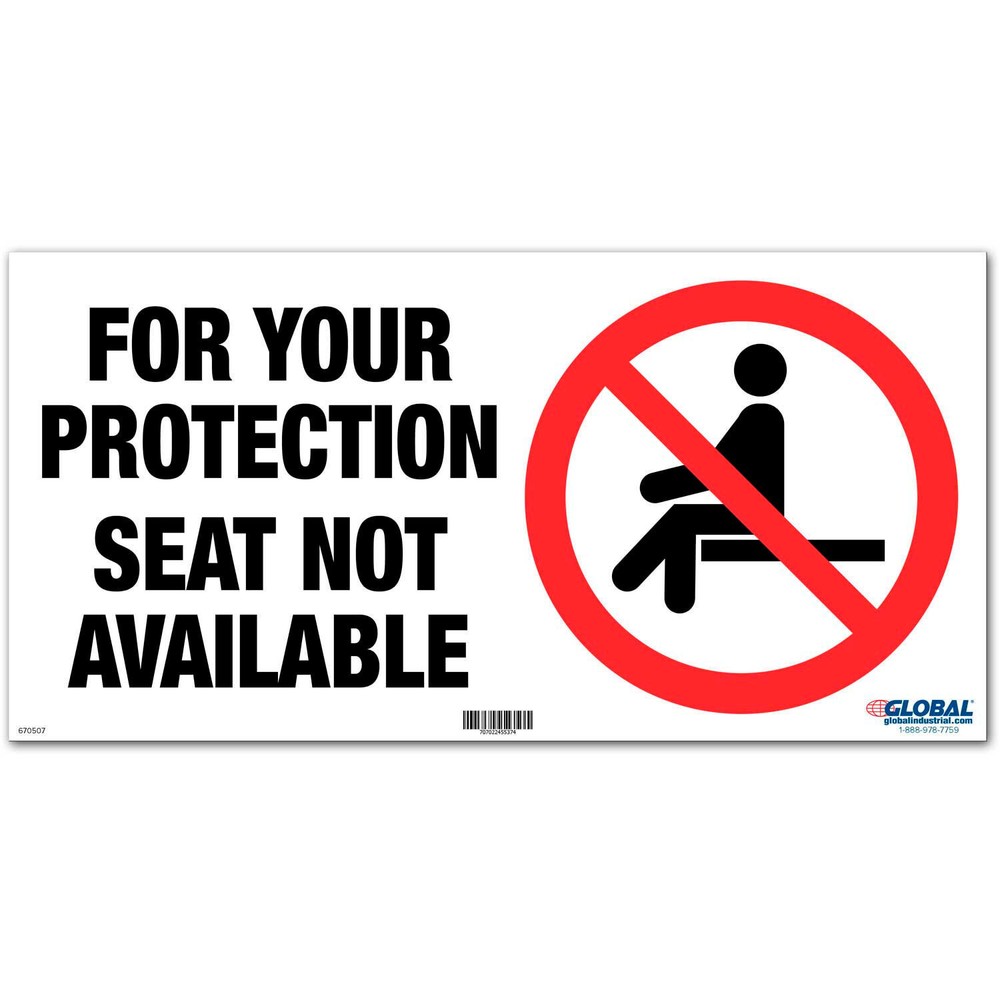 Global Industrial Seat Not Available Adhesive Sign 12″W x 6”H For Wall Seat or