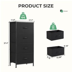 4 Fabric Drawer Dresser for Bedroom, Storage Organizer Unit Chest of Tower
