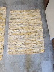 2X Hand Woven YELLOW & WHITE Traditional Rag Rug. Woven On Antique Floor Loom.